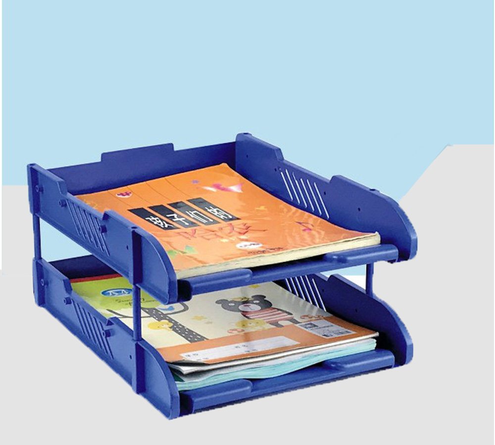 Office Tray -Plastic 2 tier blue