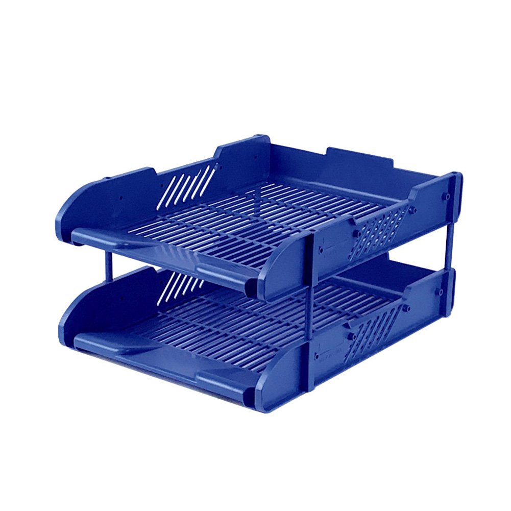 Office Tray -Plastic 2 tier blue