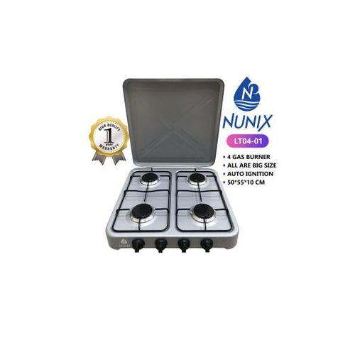 Nunix LT04-01 - 4 Gas Burner Table Top Cooker Silver