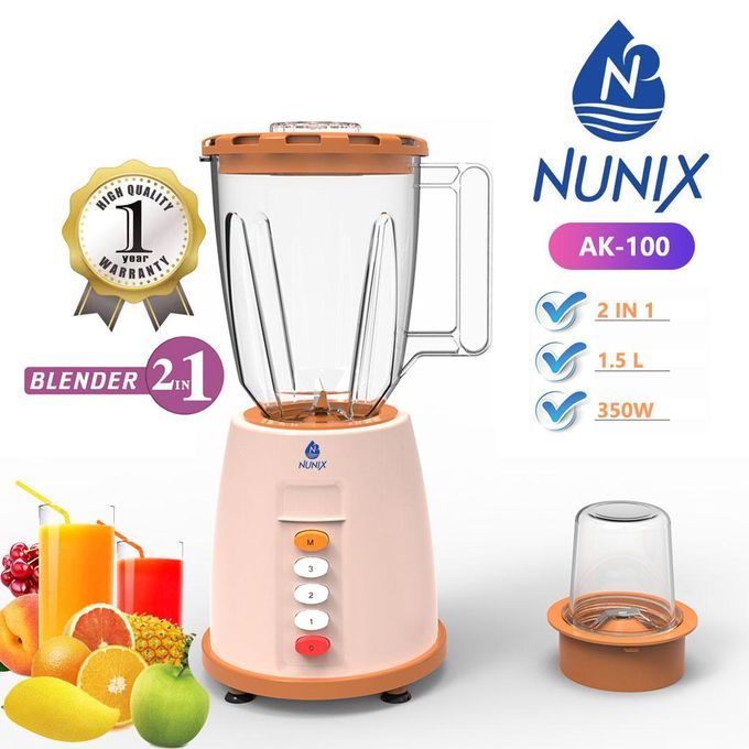 Nunix AK-100, 2 In 1 Blender With Grinding Machine, 1.5L With User Guide