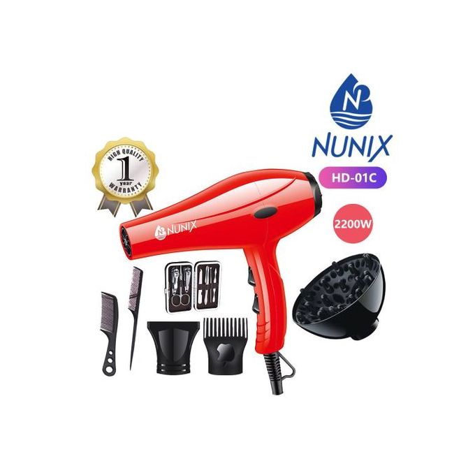 Nunix 2200W Blow Dry Hair Dryer HD01C Comes With Free Gifts Inside