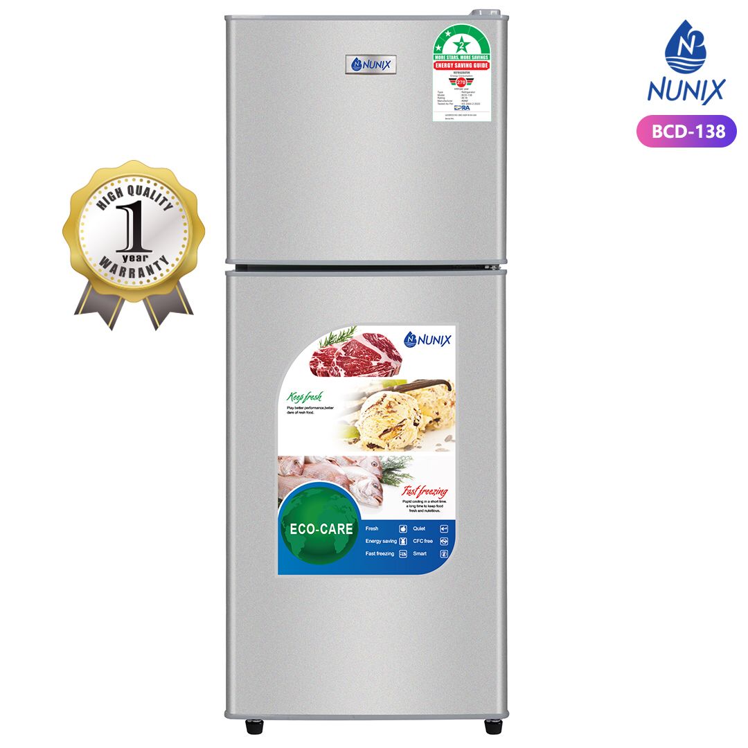 Nunix 138L Double Door Fridge Energy Efficient BCD-138