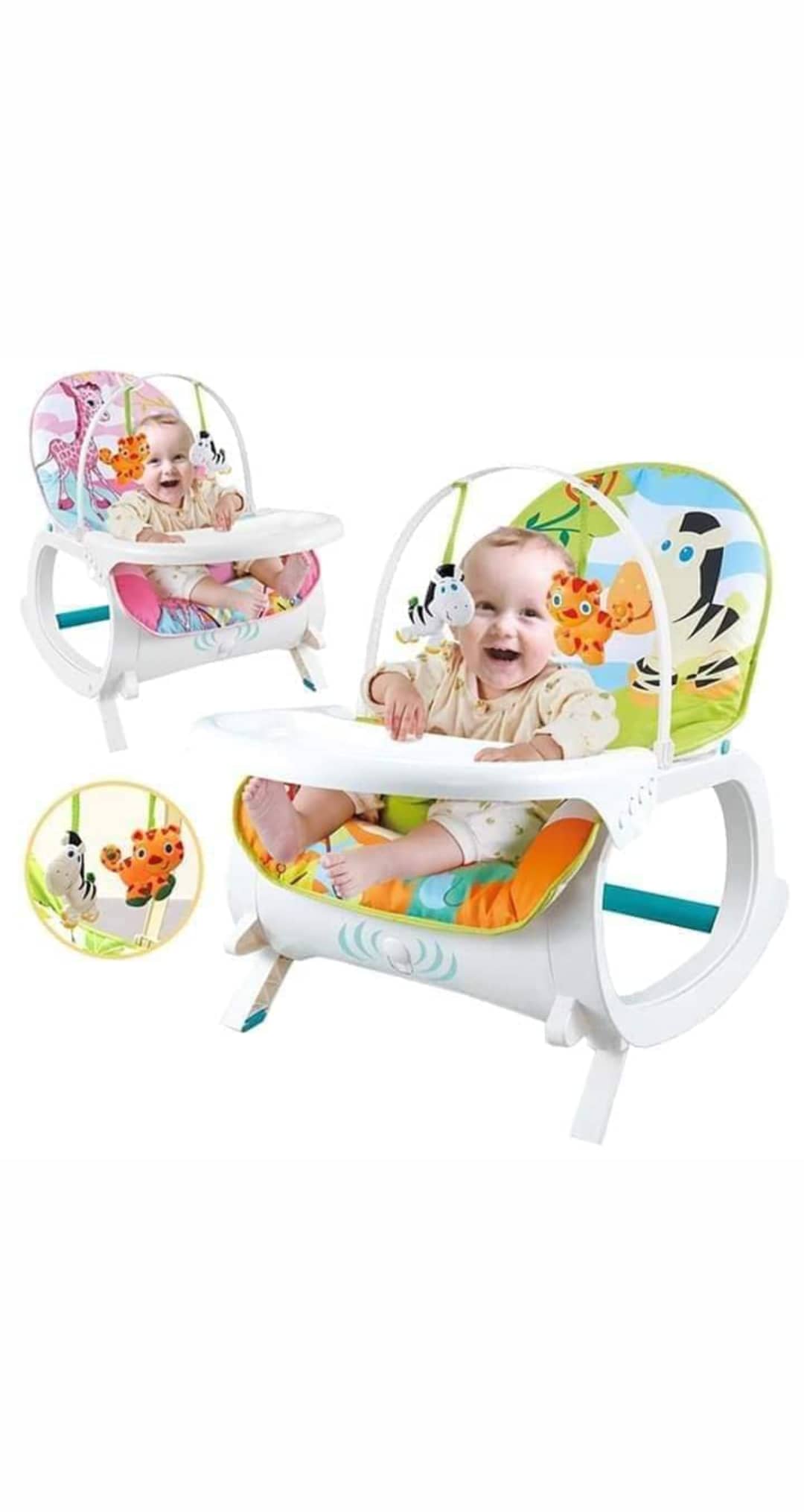 3 In 1 Baby Rocker With Feeding Table, Music And Vibration