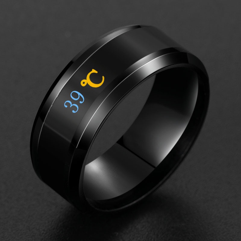 New titanium steel temperature ring temperature change hipster ring men and women couples Jewellery