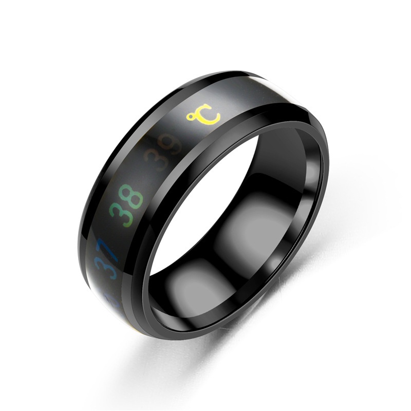 New titanium steel temperature ring temperature change hipster ring men and women couples Jewellery