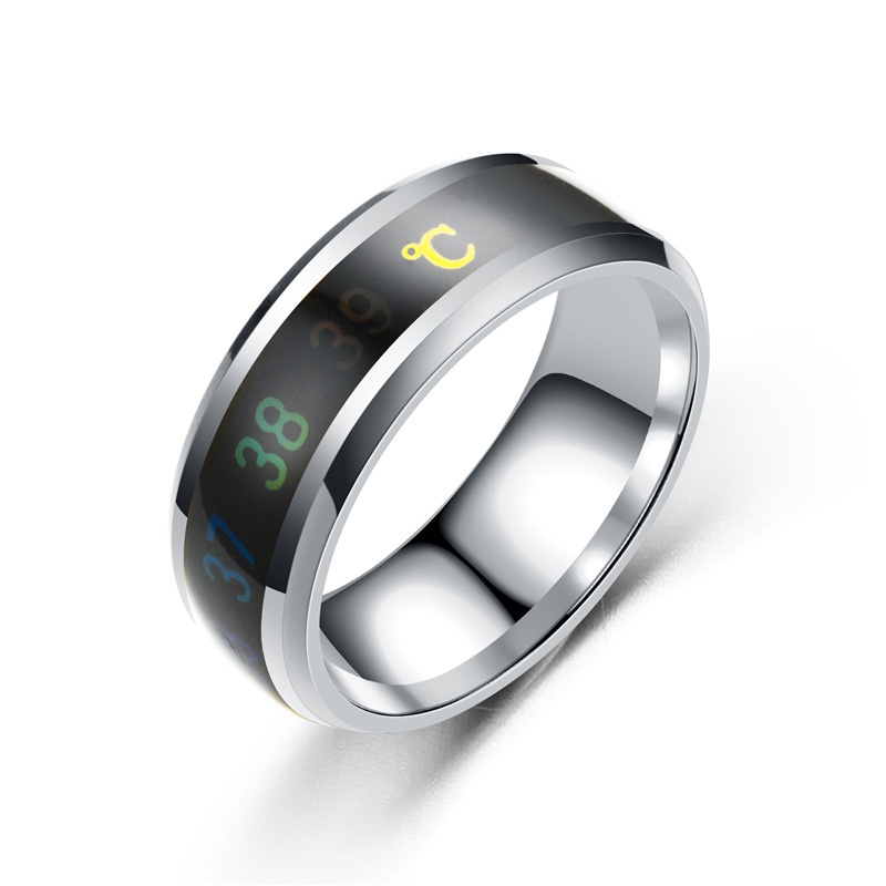 New titanium steel temperature ring temperature change hipster ring men and women couples Jewellery