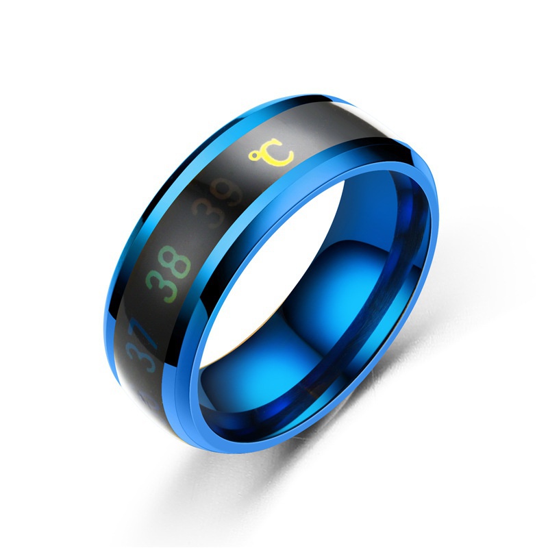 New titanium steel temperature ring temperature change hipster ring men and women couples Jewellery