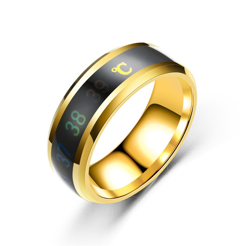 New titanium steel temperature ring temperature change hipster ring men and women couples Jewellery