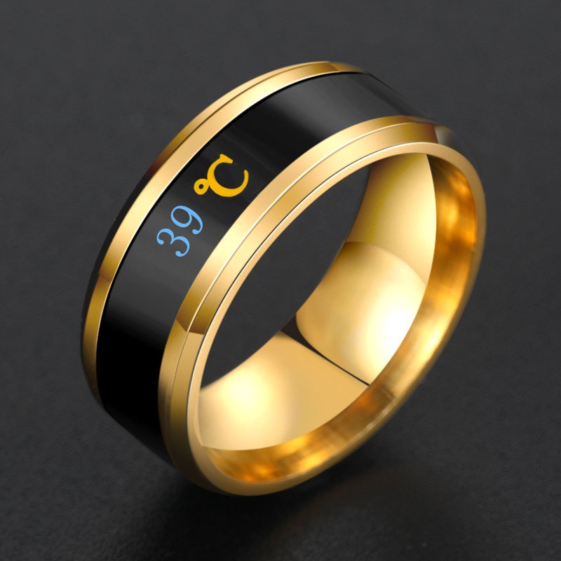 New titanium steel temperature ring temperature change hipster ring men and women couples Jewellery