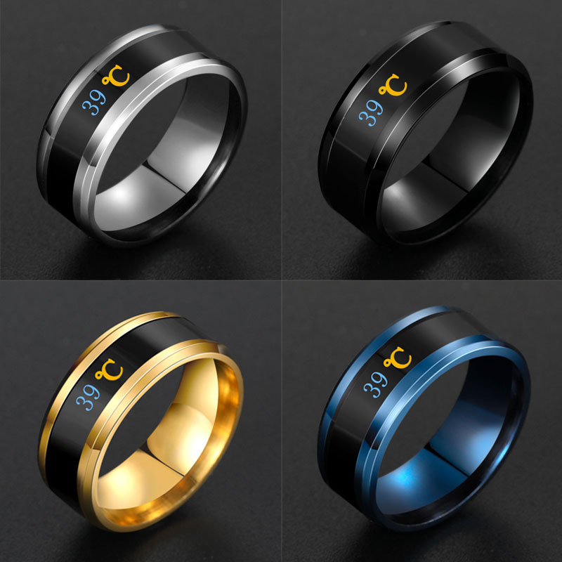 New titanium steel temperature ring temperature change hipster ring men and women couples Jewellery