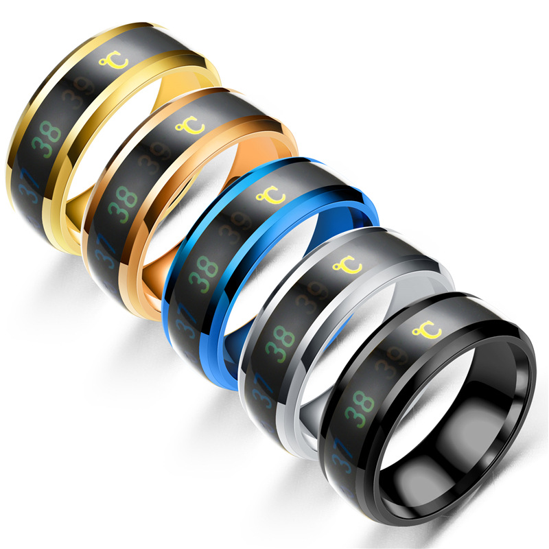 New titanium steel temperature ring temperature change hipster ring men and women couples Jewellery