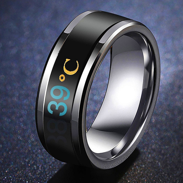 New titanium steel temperature ring temperature change hipster ring men and women couples Jewellery