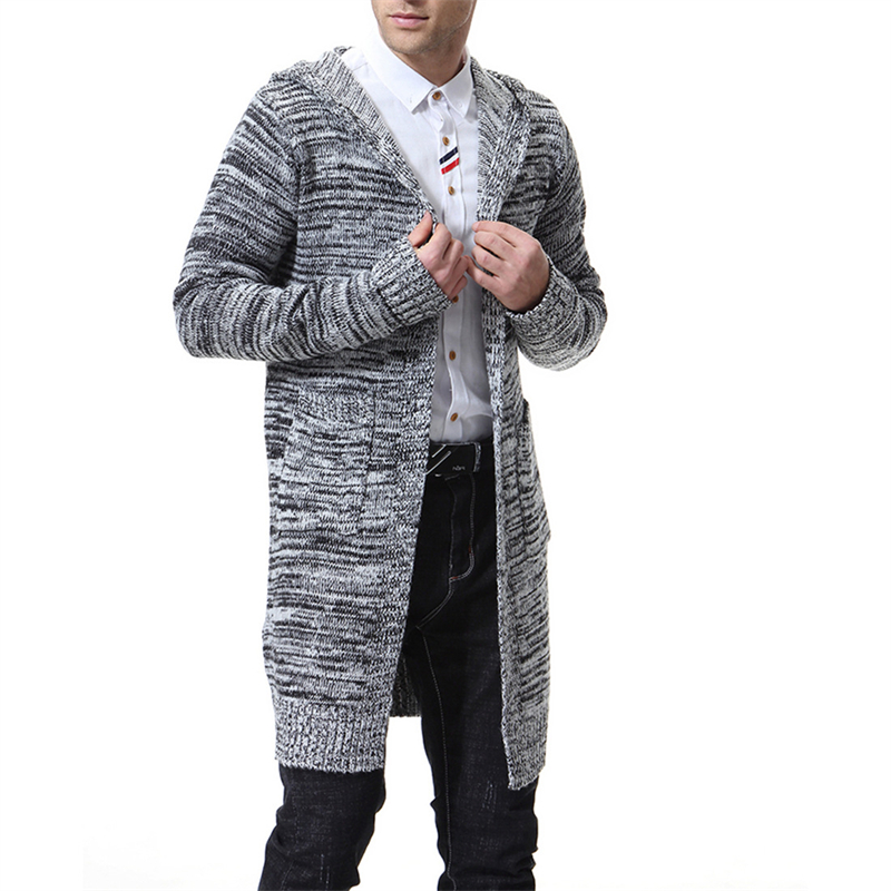 New fashion men&apos;s Hoodies thick knit sweater, long  Cardigans
