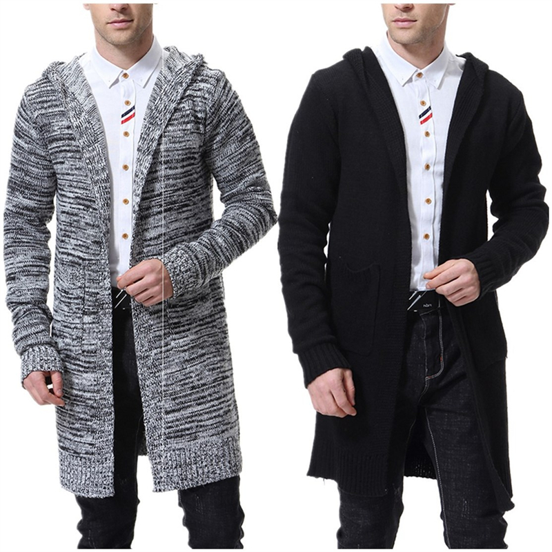 New fashion men&apos;s Hoodies thick knit sweater, long  Cardigans