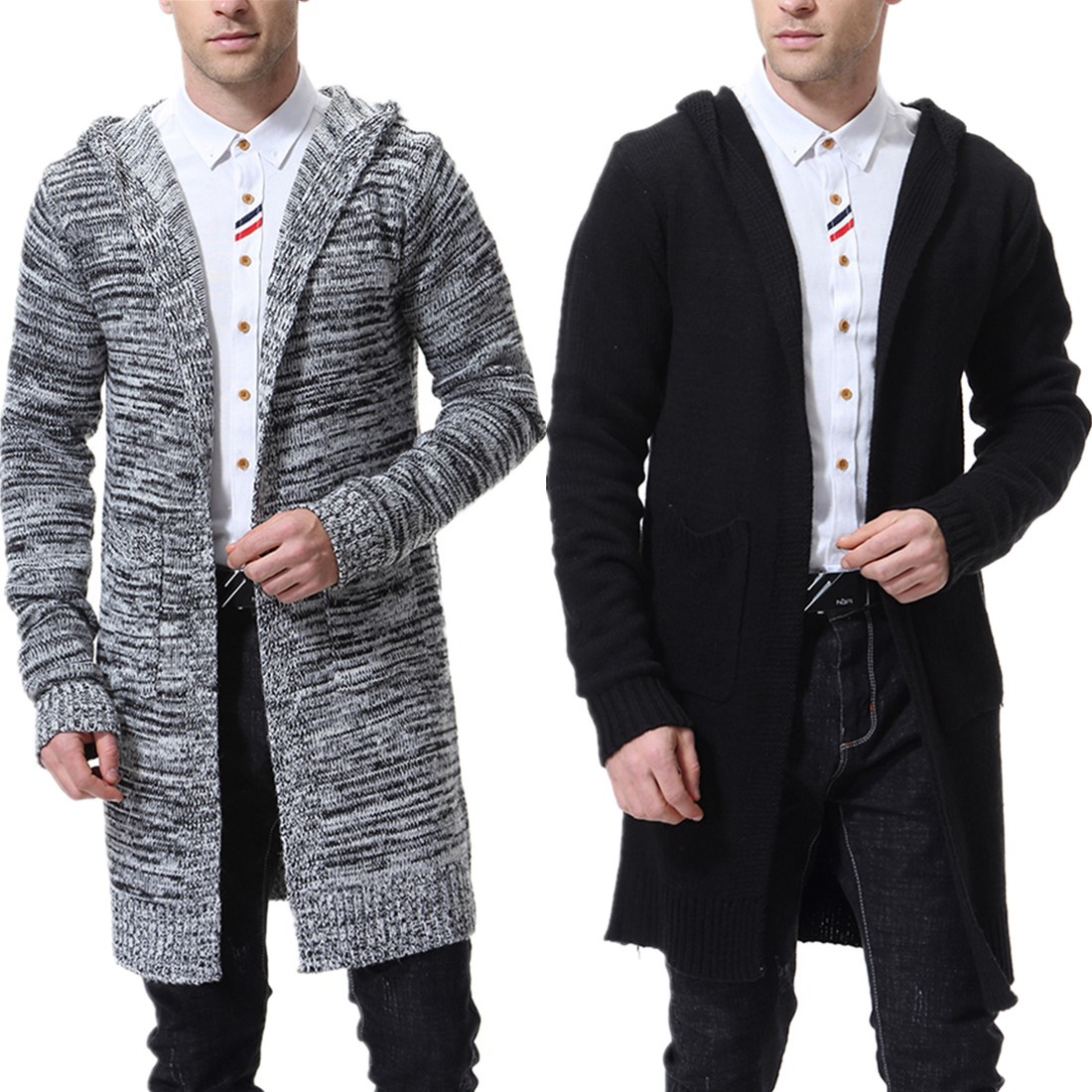 New fashion men&apos;s Hoodies thick knit sweater, long  Cardigans