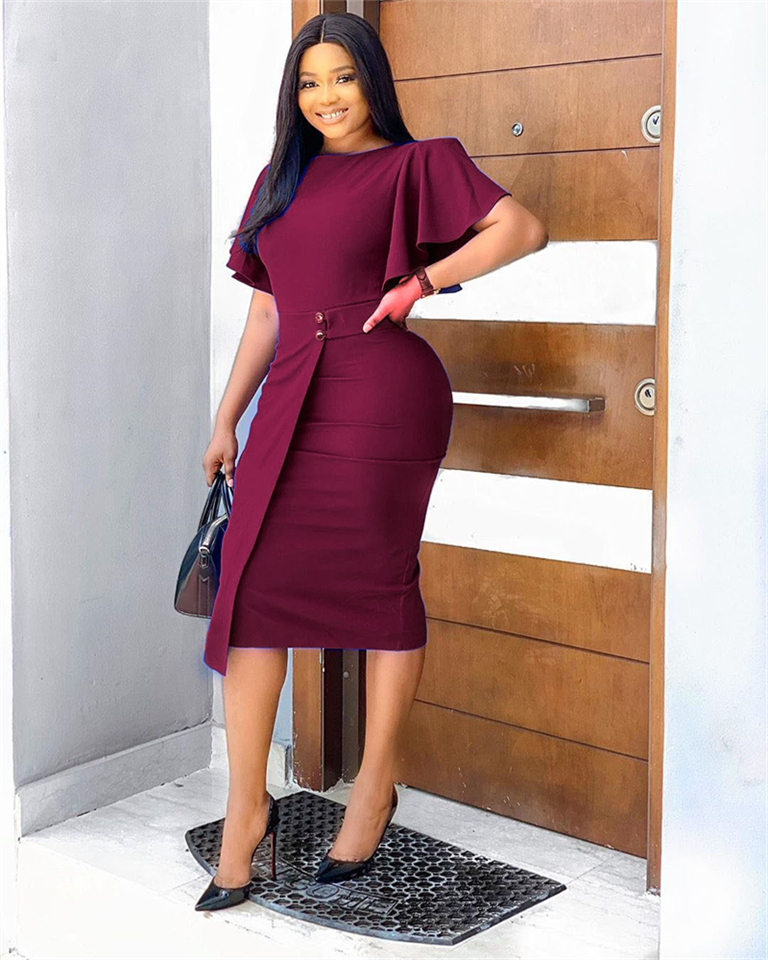 African Fashion dress new women's dress Professional dress with large flared sleeves and round neck with slit covering hips