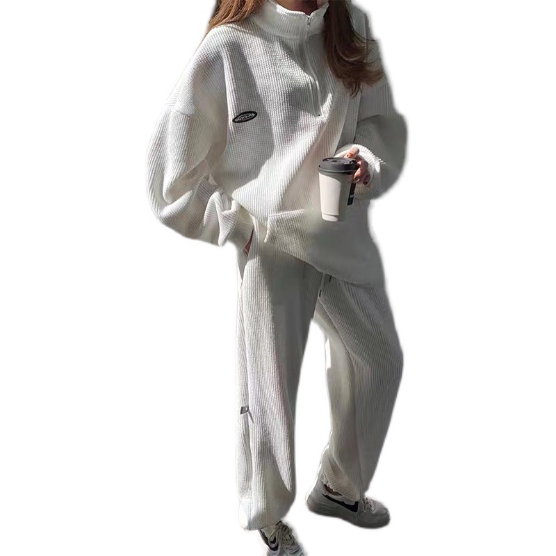 New waffle hoodie set for spring Women's casual fashion sportswear two-piece set Sports two piece set hoodie set