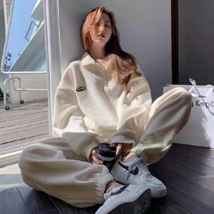 New waffle hoodie set for spring Women's casual fashion sportswear two-piece set Sports two piece set hoodie set