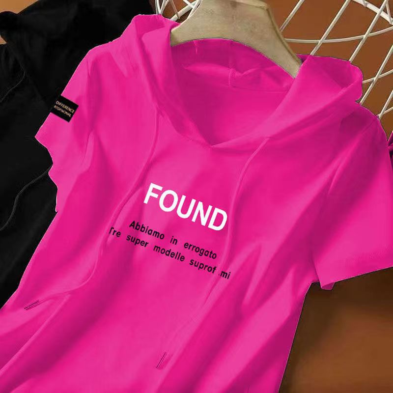 New summer women's wear Short sleeve T-shirt Loose casual ins top Fashionable hoodie