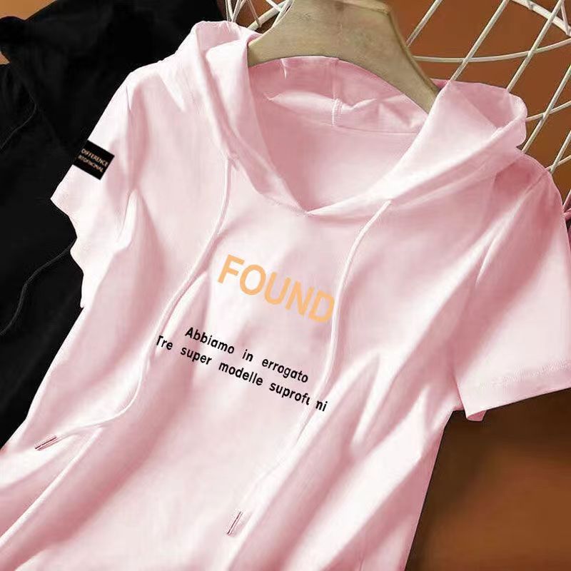 New summer women's wear Short sleeve T-shirt Loose casual ins top Fashionable hoodie
