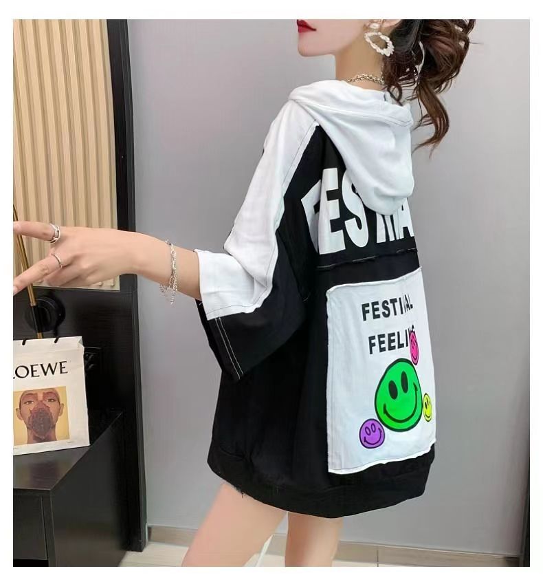 Women's hooded T-shirt Loose fashion plus size women's wear New short sleeve T-shirt