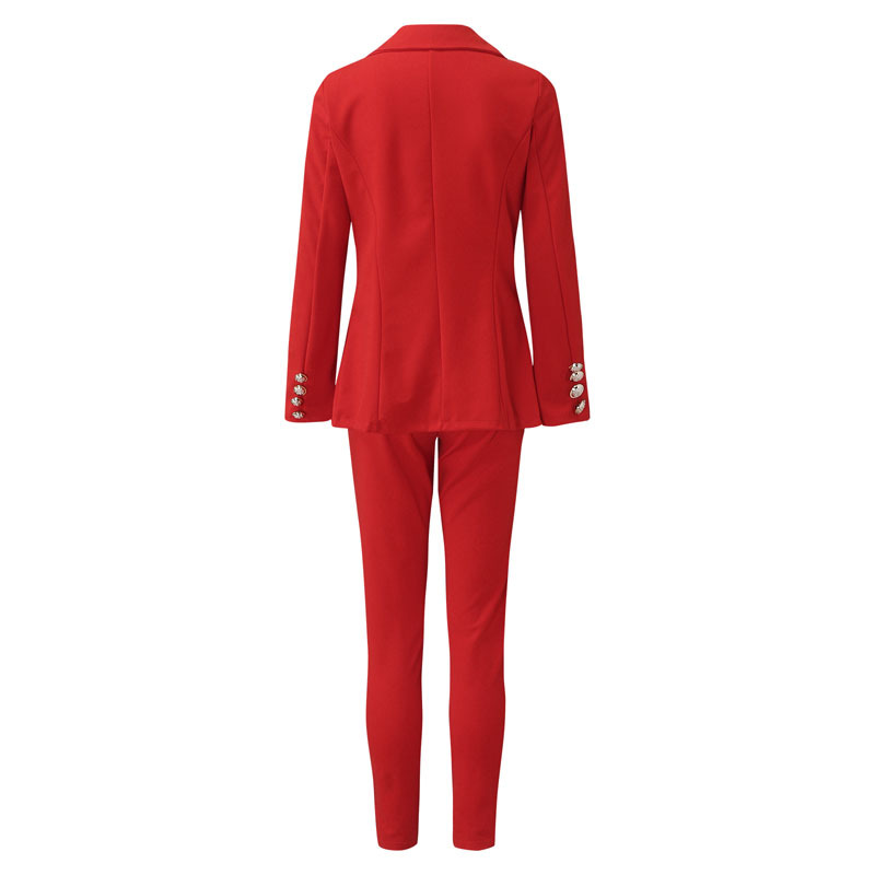 New women's wear Single breasted solid color small suit pants two-piece set Casual set of leggings
