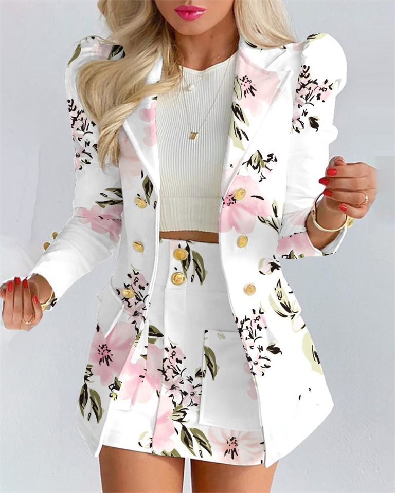 New Fashion Women's Wear Women's two piece suit set Temperament slim fitting short skirt two-piece set