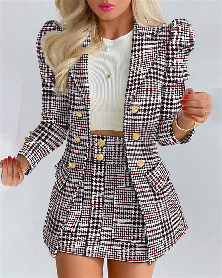 New Fashion Women's Wear Women's two piece suit set Temperament slim fitting short skirt two-piece set