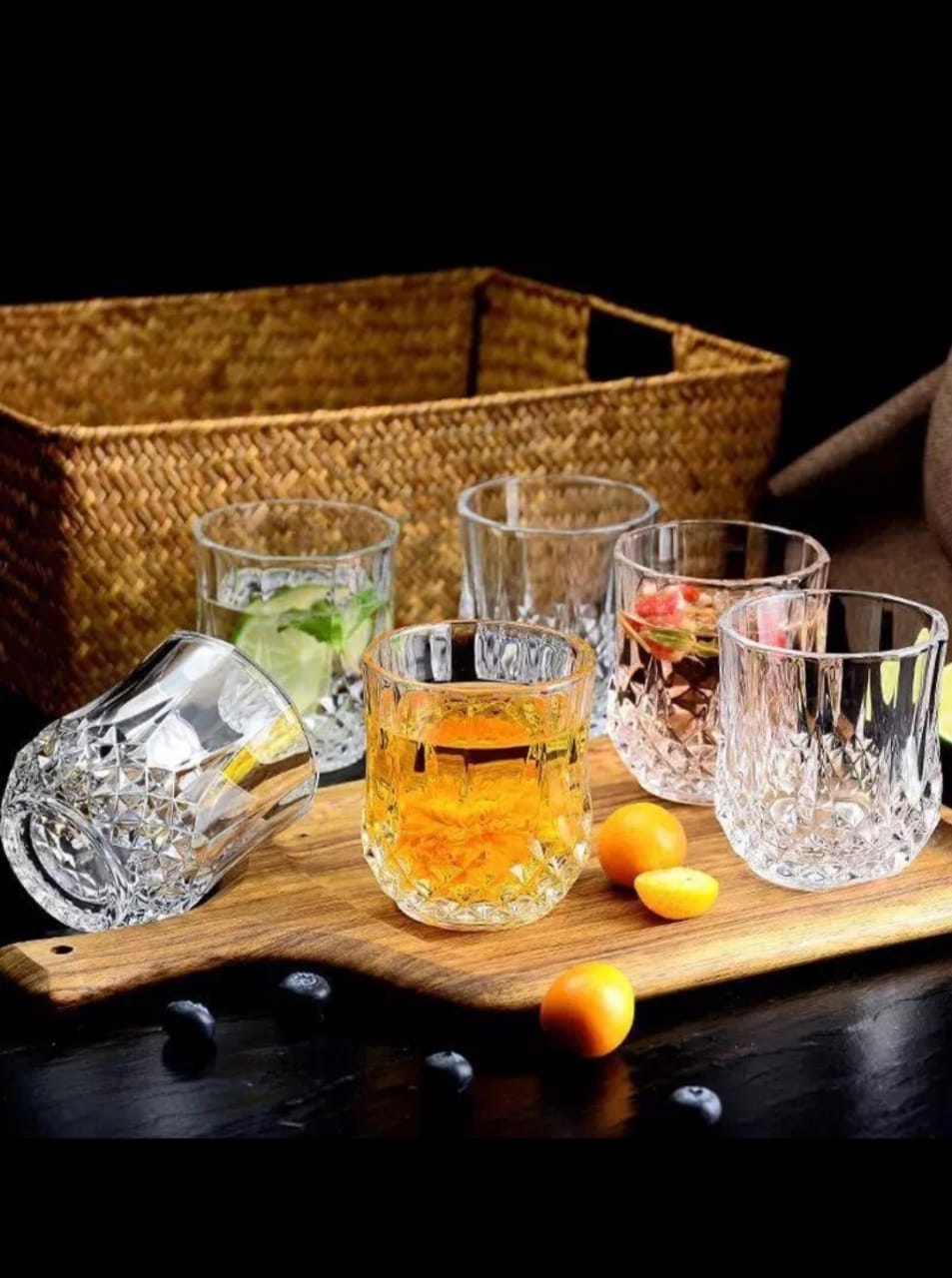 6 PCS Diamond Whiskey short Kitchen glasses