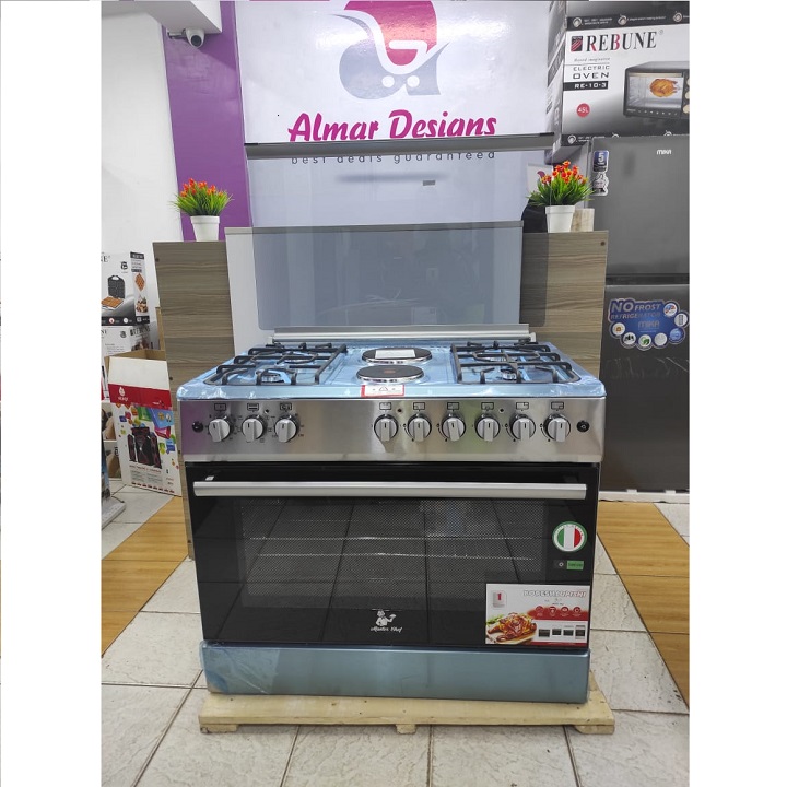 MASTERCHEF STANDING COOKER 90CM X60CM 4GAS +2 HOT PLATES BURNER WIDE OVEN ELECTRIC OVEN INOX