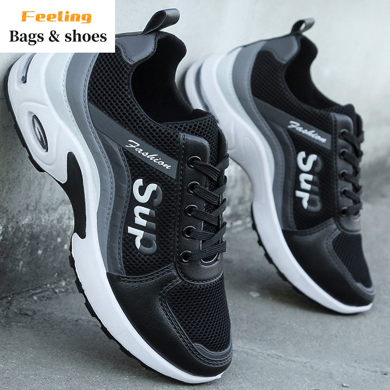 FEELING leather/mesh men&apos;s shoes waterproof and breathable trend casual shoes running shoes