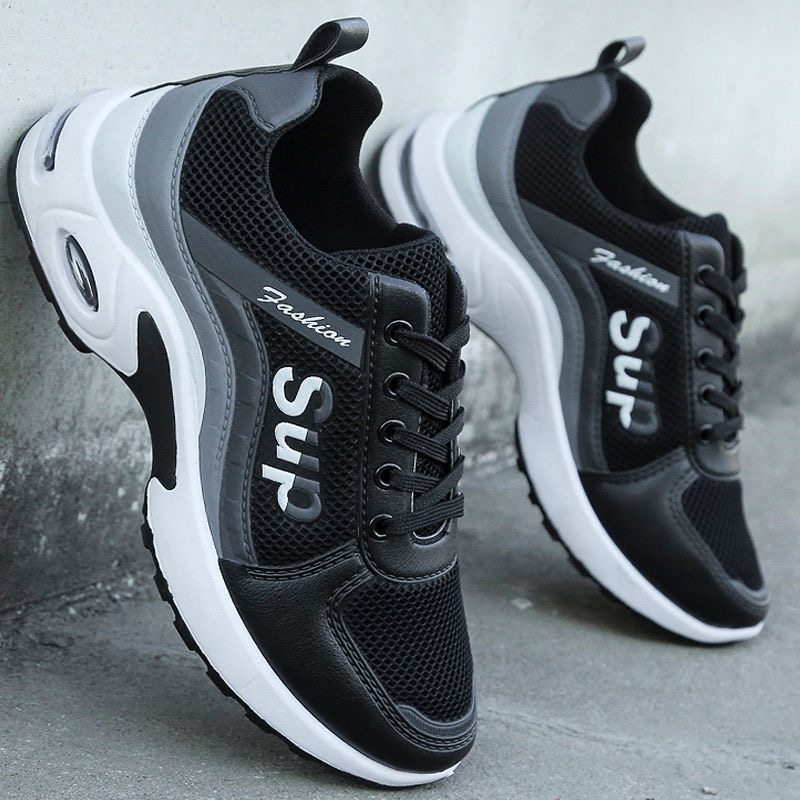 FEELING leather/mesh men&apos;s shoes waterproof and breathable trend casual shoes running shoes