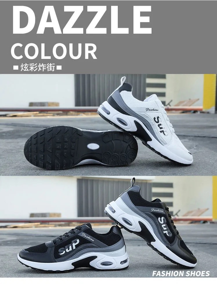 FEELING leather/mesh men&apos;s shoes waterproof and breathable trend casual shoes running shoes