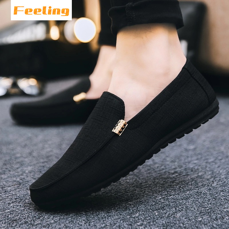 2021 men&apos;s shoes fashion breathable bean shoes men&apos;s casual shoes canvas shoes British style