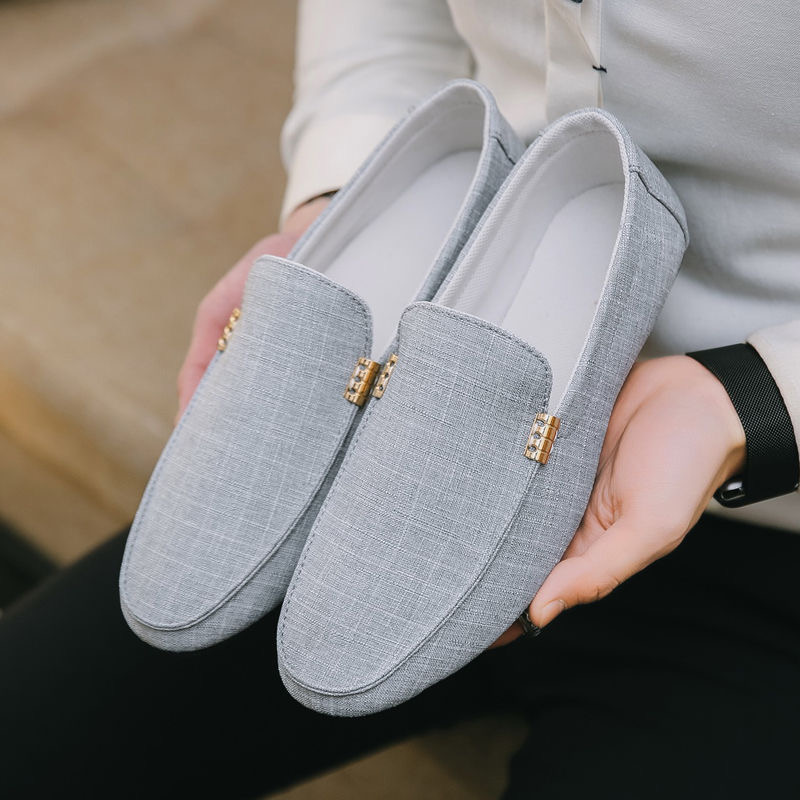 2021 men&apos;s shoes fashion breathable bean shoes men&apos;s casual shoes canvas shoes British style