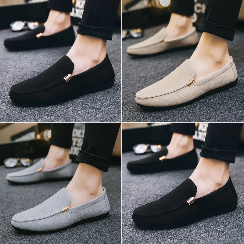 2021 men&apos;s shoes fashion breathable bean shoes men&apos;s casual shoes canvas shoes British style