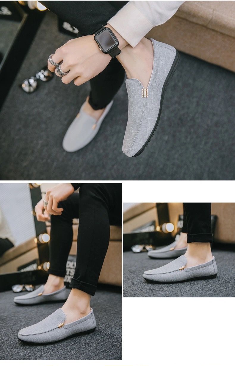 2021 men&apos;s shoes fashion breathable bean shoes men&apos;s casual shoes canvas shoes British style
