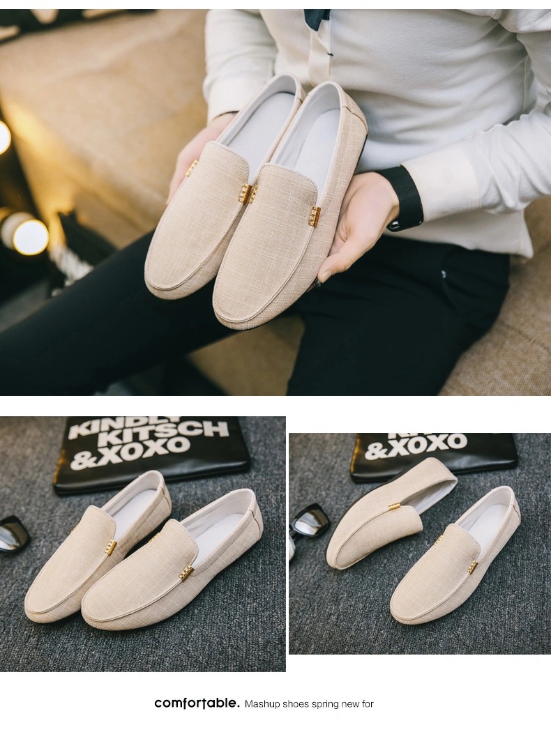 2021 men&apos;s shoes fashion breathable bean shoes men&apos;s casual shoes canvas shoes British style