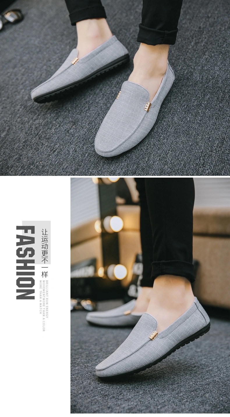 2021 men&apos;s shoes fashion breathable bean shoes men&apos;s casual shoes canvas shoes British style