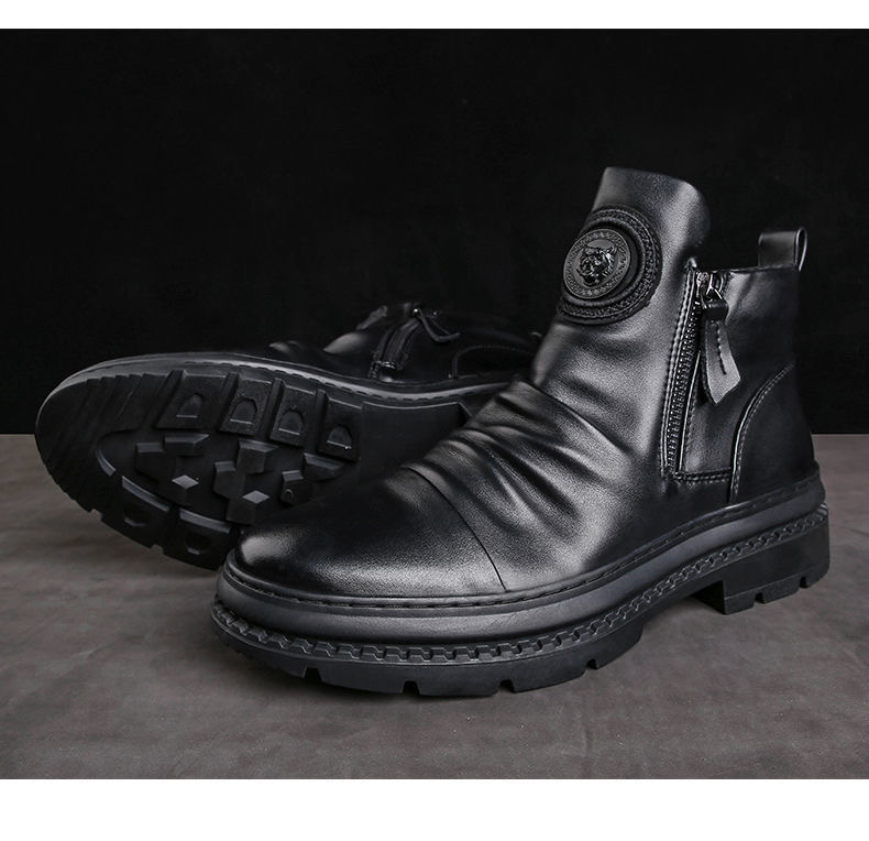 FEELING new men&apos;s boots Martin boots tactical military boots leather boots trend men&apos;s shoes