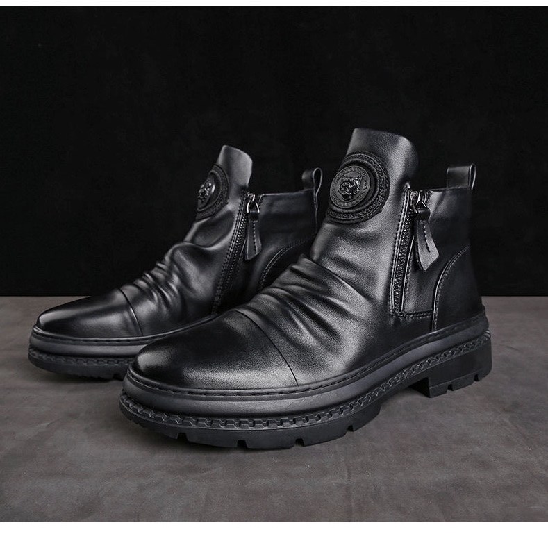 FEELING new men&apos;s boots Martin boots tactical military boots leather boots trend men&apos;s shoes