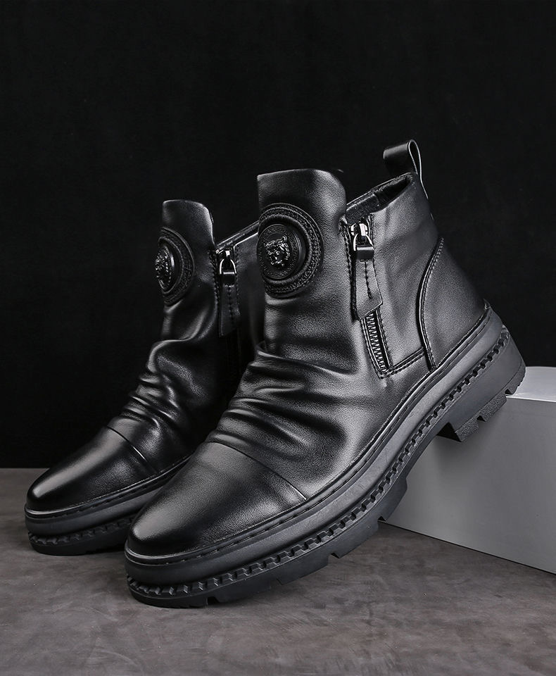 FEELING new men&apos;s boots Martin boots tactical military boots leather boots trend men&apos;s shoes