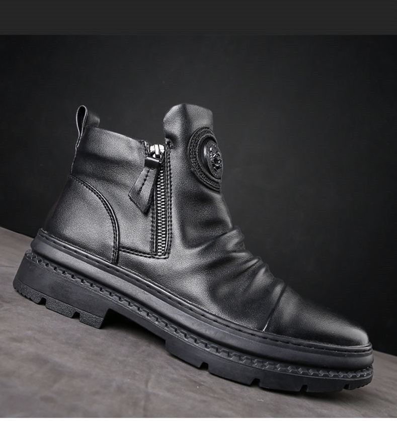 FEELING new men&apos;s boots Martin boots tactical military boots leather boots trend men&apos;s shoes