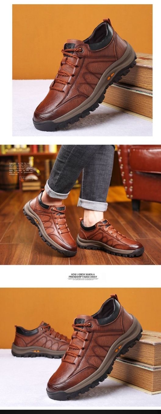 FEELING NEW【SIZE40-48】 men's shoes PU leather shoes fashion outdoor sports hiking shoes casual leather shoes
