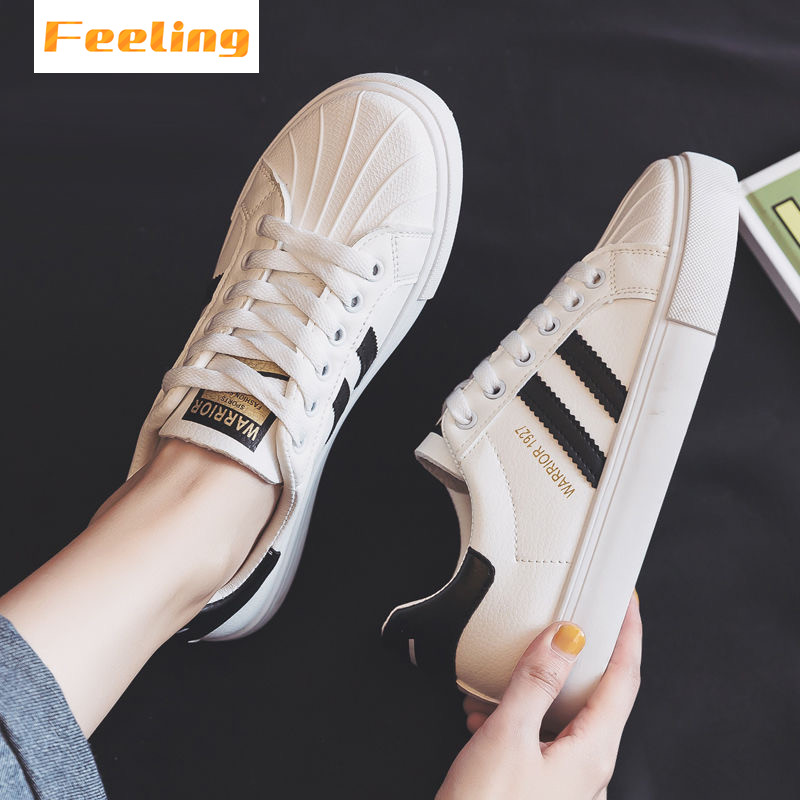 FEELING NEW women&apos;s shoes leather shell-toe flat breathable sneakers fashion sneakers