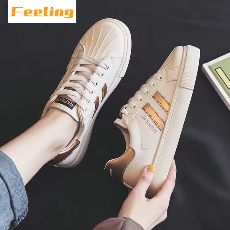FEELING NEW women&apos;s shoes leather shell-toe flat breathable sneakers fashion sneakers