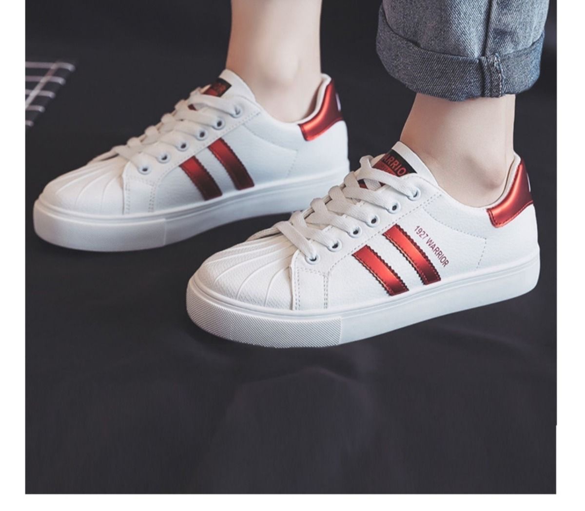 FEELING NEW women&apos;s shoes leather shell-toe flat breathable sneakers fashion sneakers