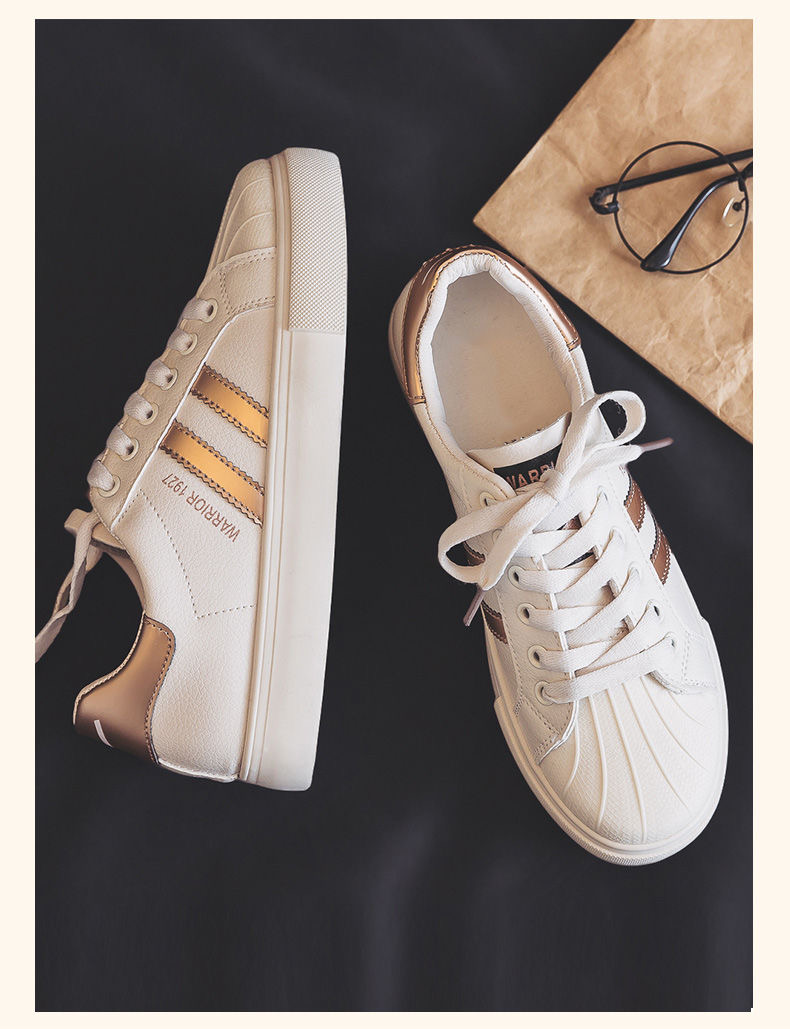 FEELING NEW women&apos;s shoes leather shell-toe flat breathable sneakers fashion sneakers