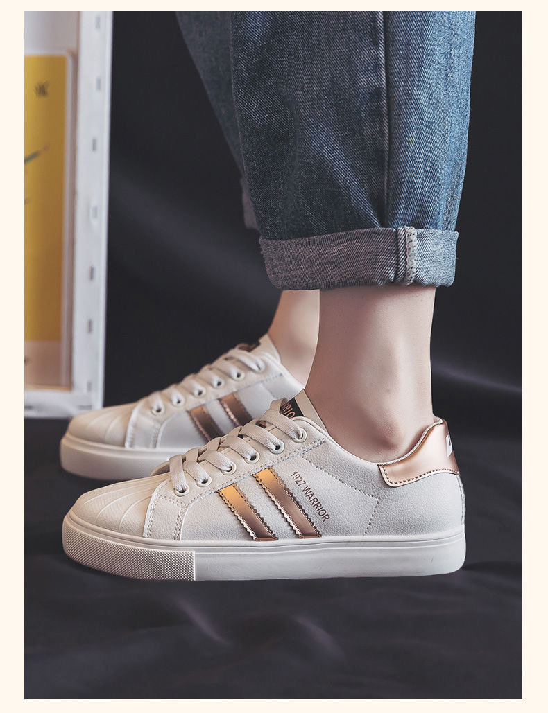 FEELING NEW women&apos;s shoes leather shell-toe flat breathable sneakers fashion sneakers
