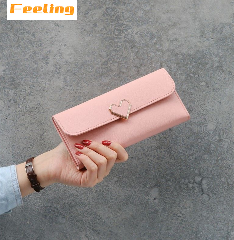 FEELING women&apos;s wallets fashion love buckle wallets long wallets large-capacity wallets